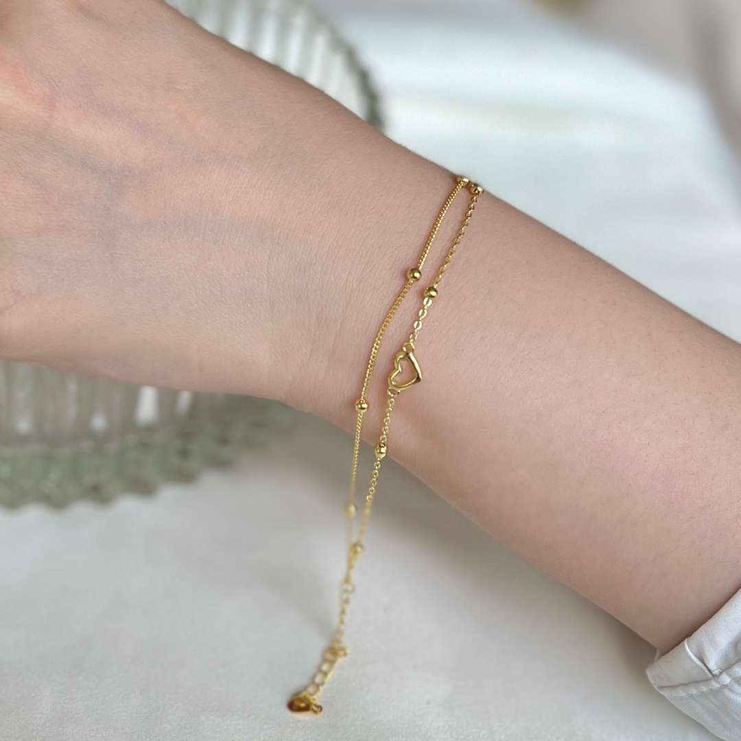 [Goodv]Dainty Double Layer Love Heart Bracelet
