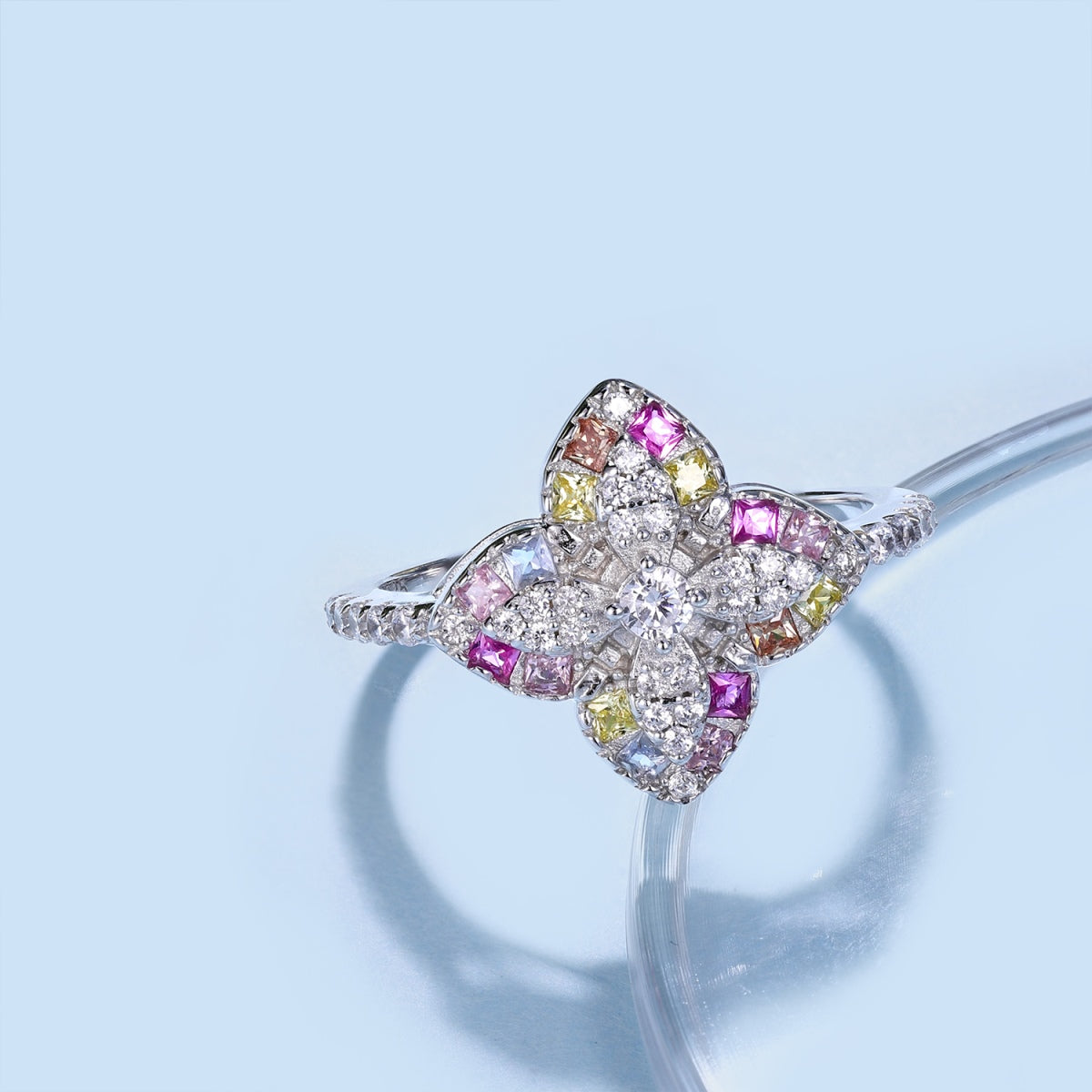 [Goodv]Luxurious Colorful Flower Shape Banquet Ring