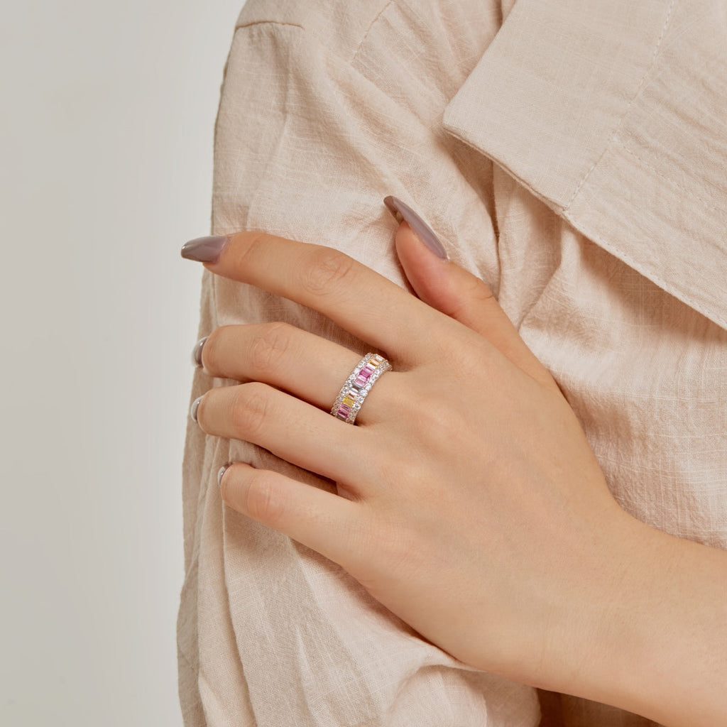 [Goodv] Bague quotidienne délicate et colorée à coupe radieuse