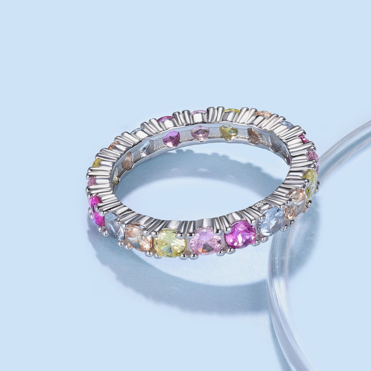 [Goodv] Bague de tennis ronde éblouissante et brillante