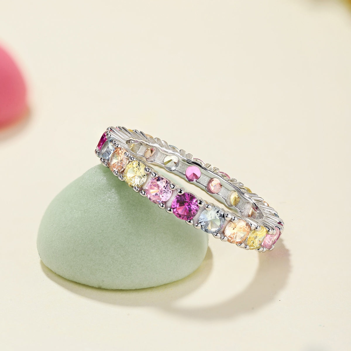 [Goodv] Bague de tennis ronde éblouissante et brillante