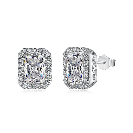[Goodv]1.0 Carat Luxurious Dainty Emerald Cut Daily Earrings