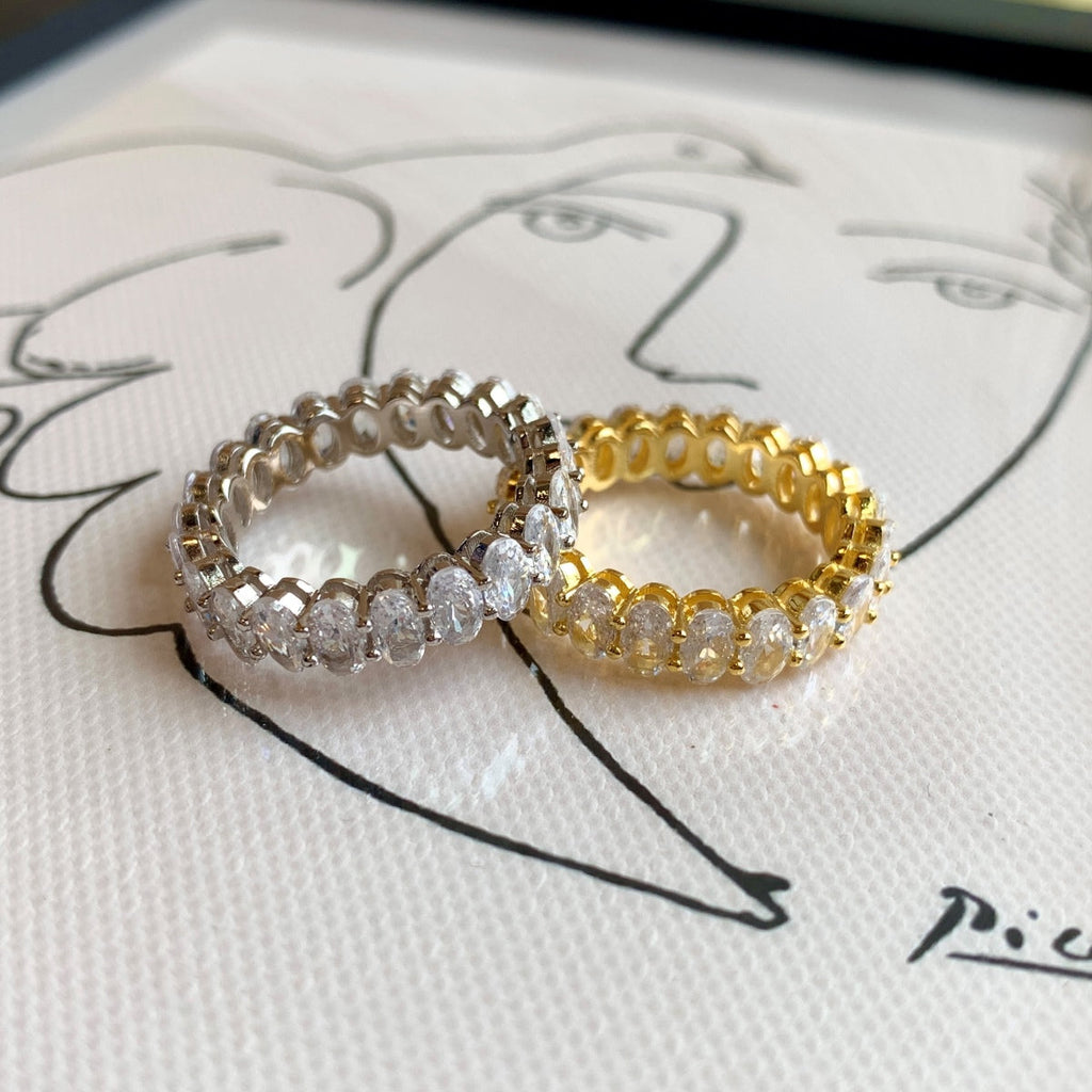 [Goodv]Ornate Oval Cut Tennis Ring