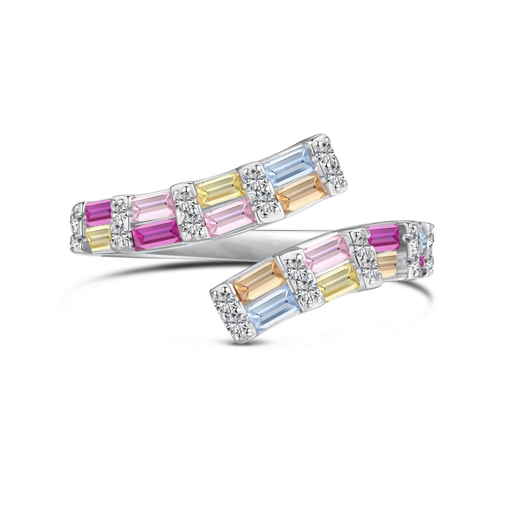 [Goodv]Charming Colorful Radiant Cut Adjustable Daily Ring