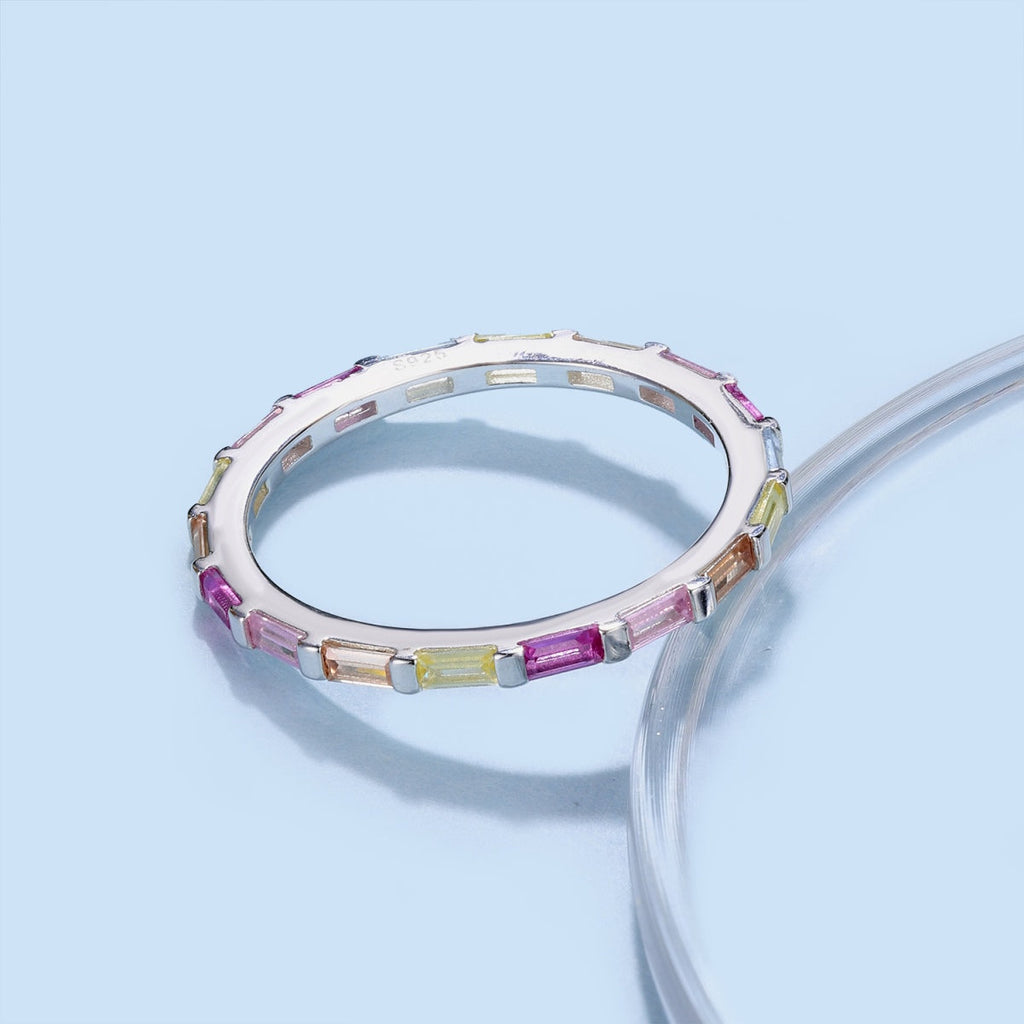 [Goodv]Exquisite Multicolored Emerald Cut Daily Ring