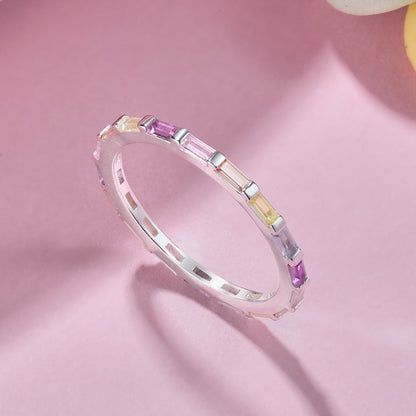 [Goodv]Exquisite Multicolored Emerald Cut Daily Ring
