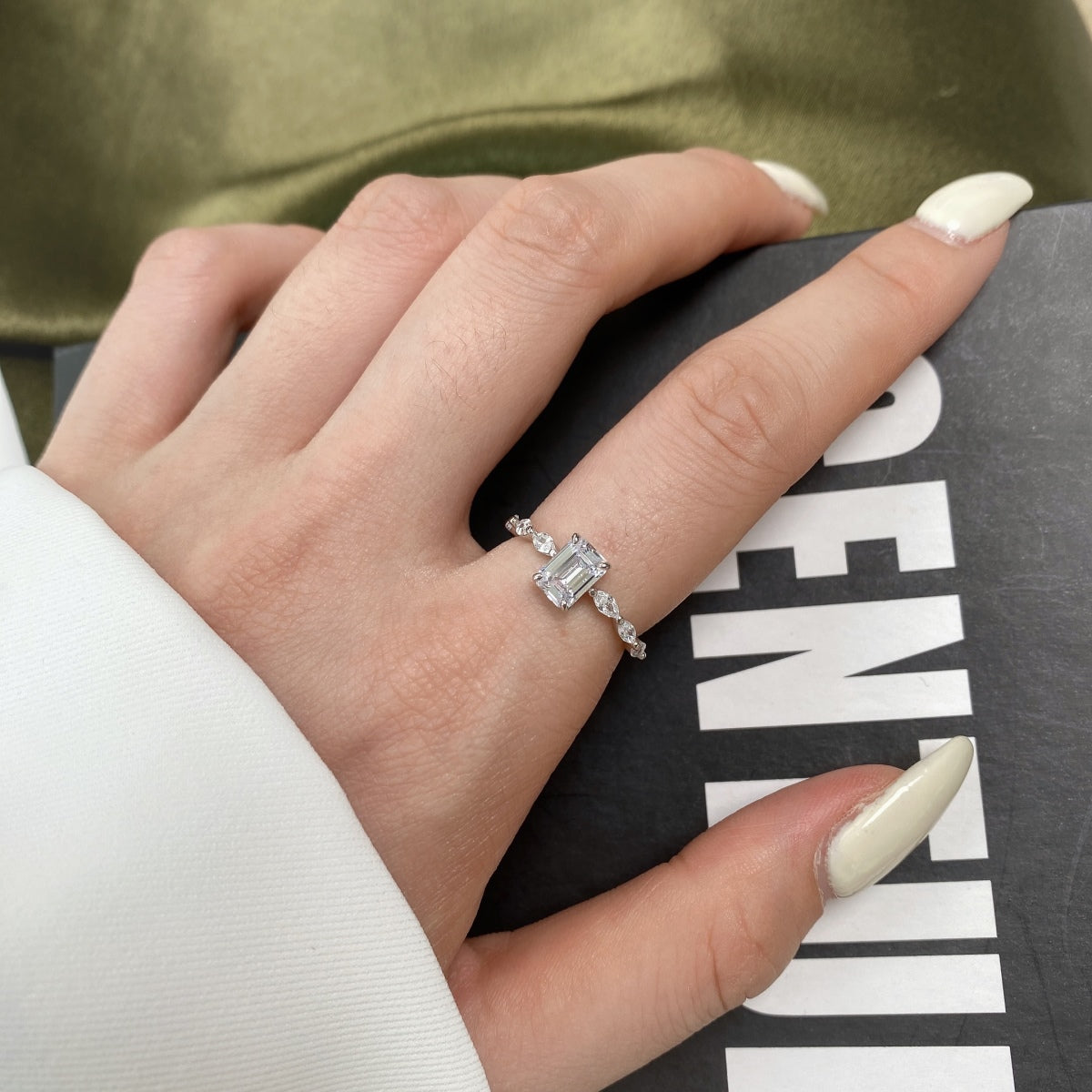 [Goodv]1.0カラットの繊細で輝くラディアントカットのデイリーリング