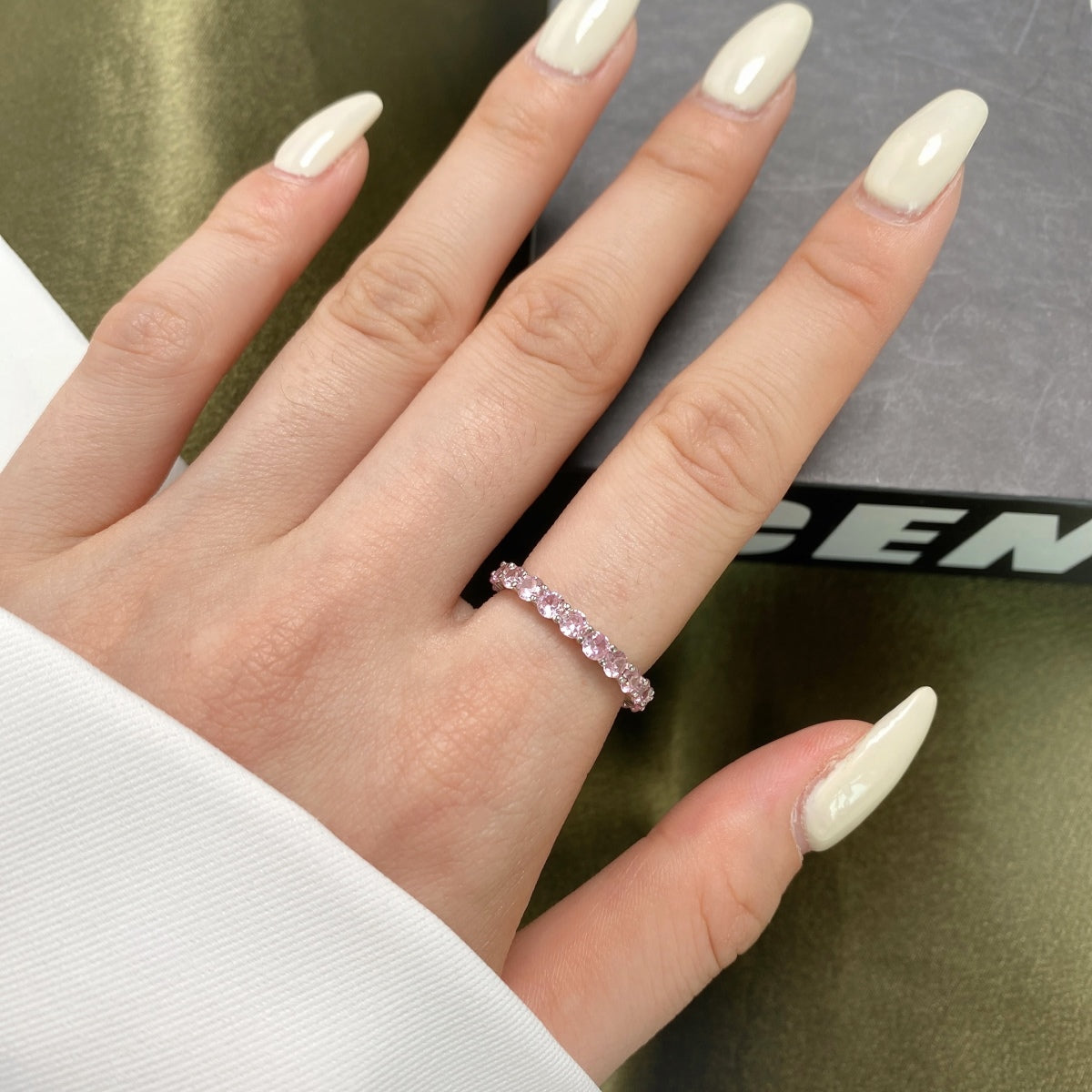 [Goodv]Bague de tennis ronde scintillante