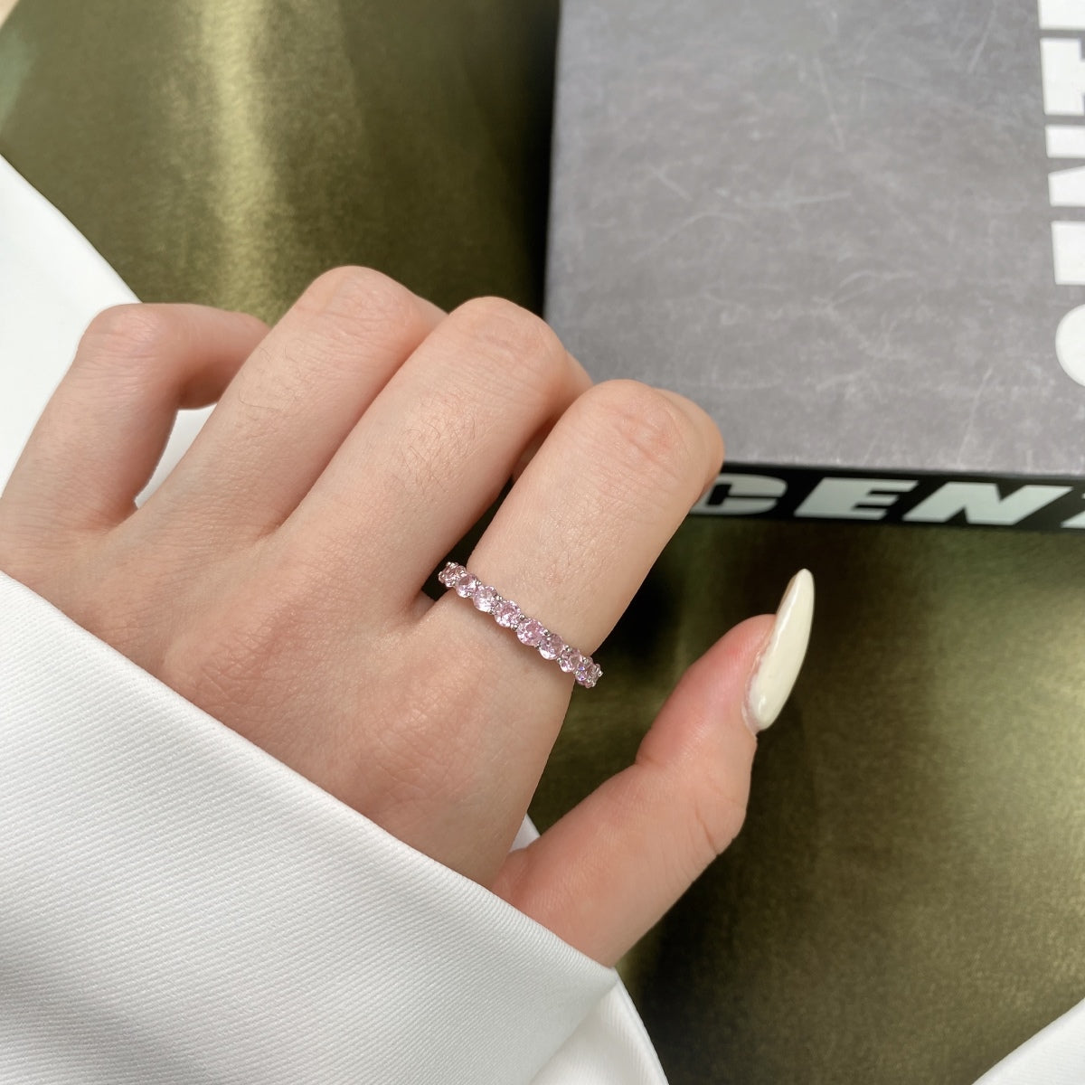 [Goodv]Bague de tennis ronde scintillante