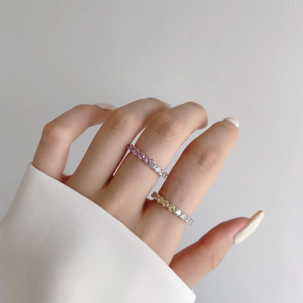 [Goodv]Bague de tennis ronde scintillante