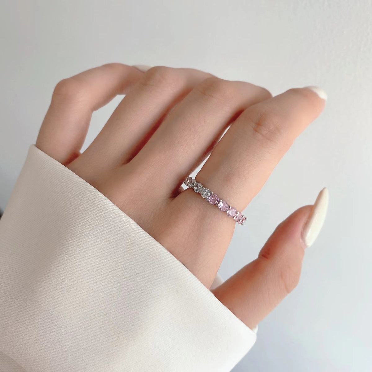 [Goodv]Bague de tennis ronde scintillante