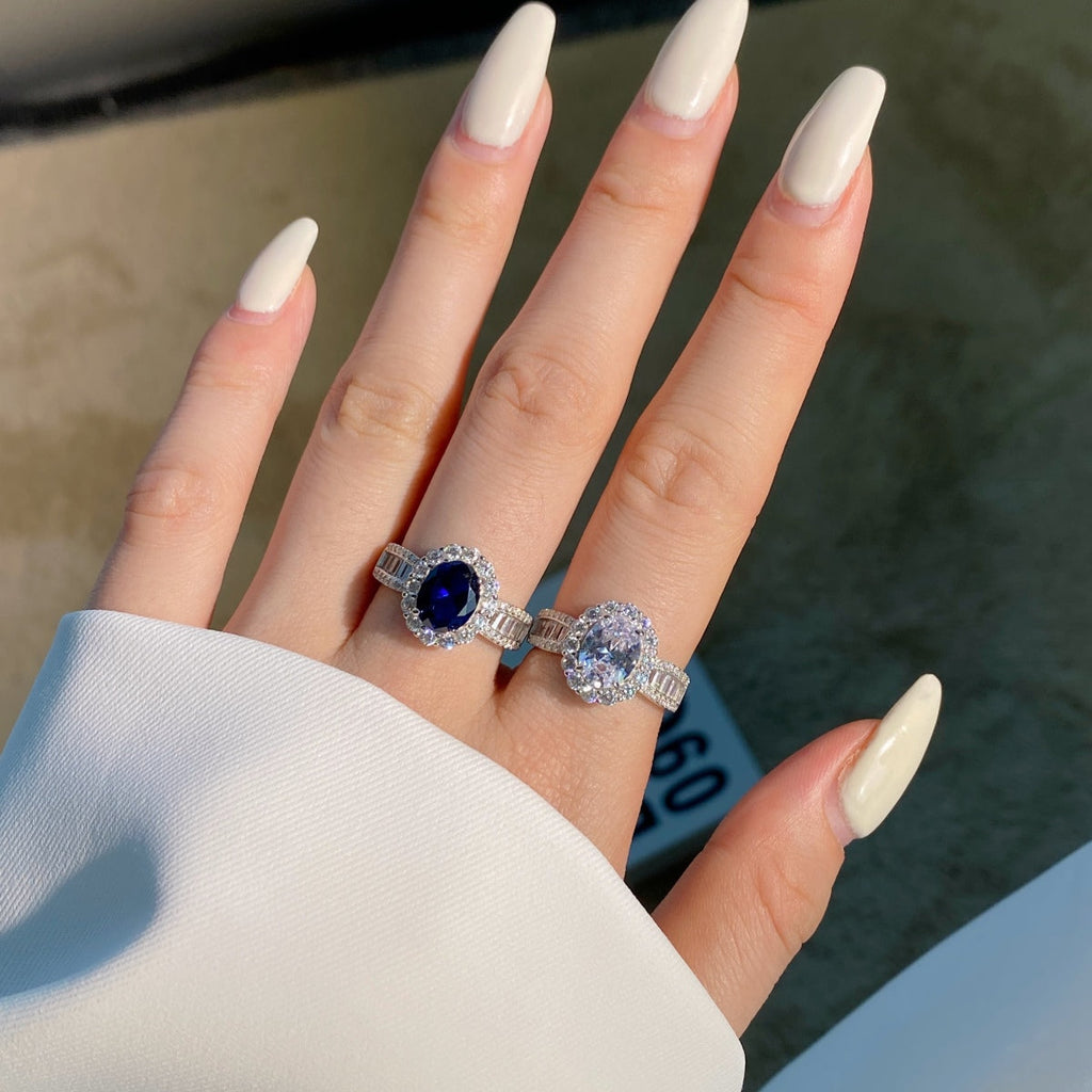 [Goodv]1.5 Carat Dazzling Charming Oval Cut Banquet Ring