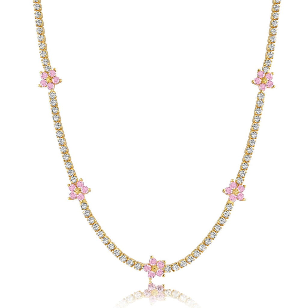 [Goodv]Luxurious Colorful Flower Tennis Necklace