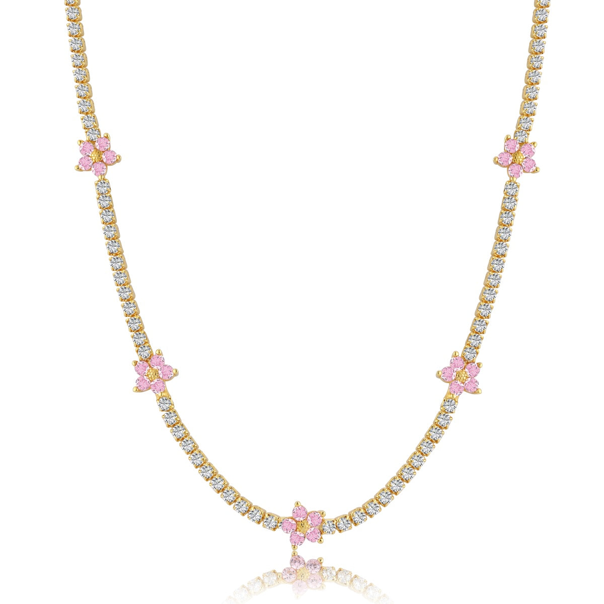 [Goodv]Luxurious Colorful Flower Tennis Necklace