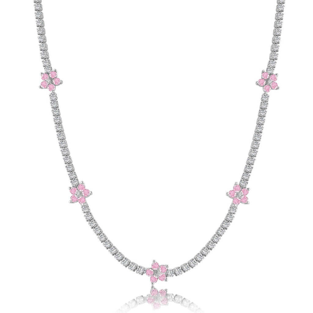 [Goodv]Luxurious Colorful Flower Tennis Necklace