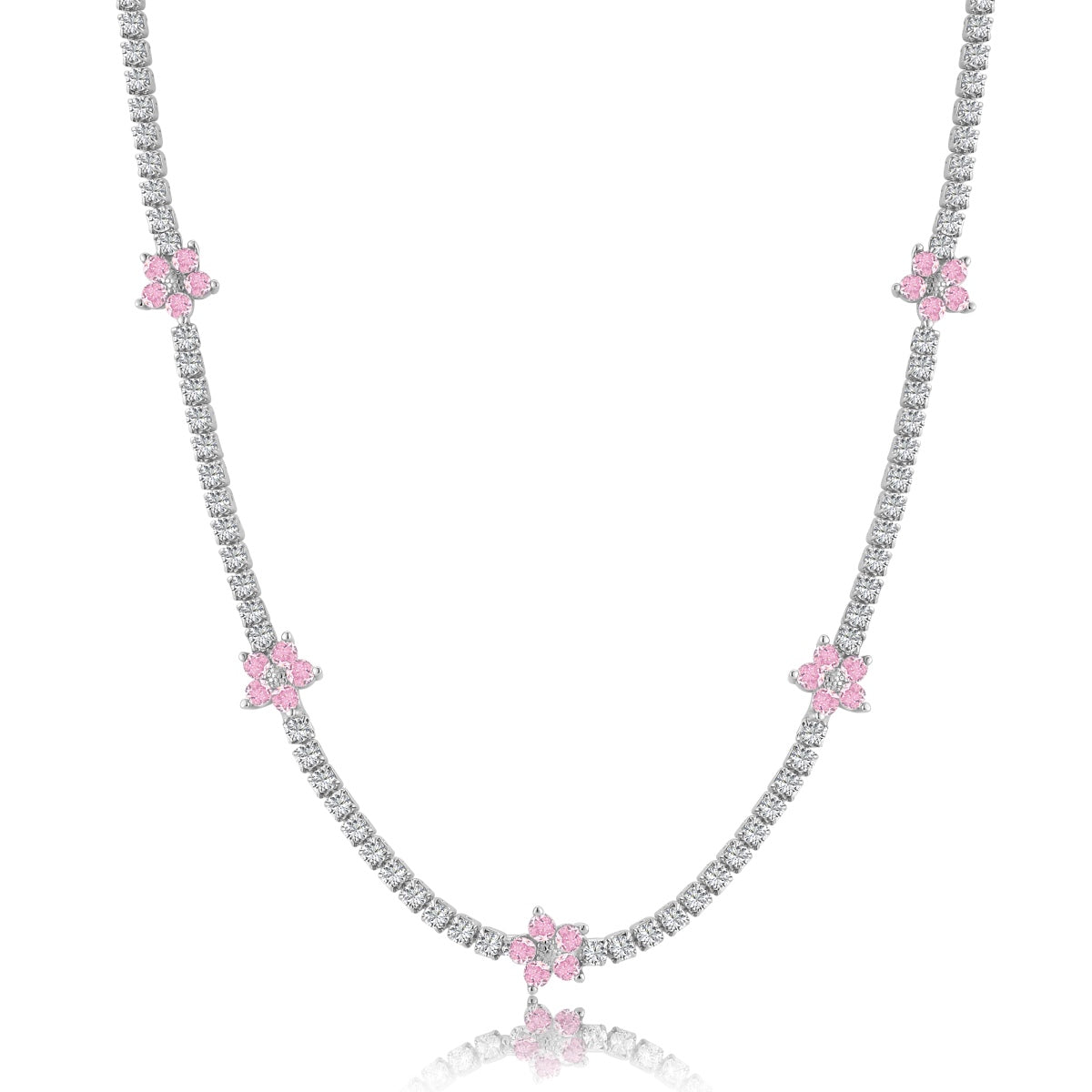 [Goodv]Luxurious Colorful Flower Tennis Necklace