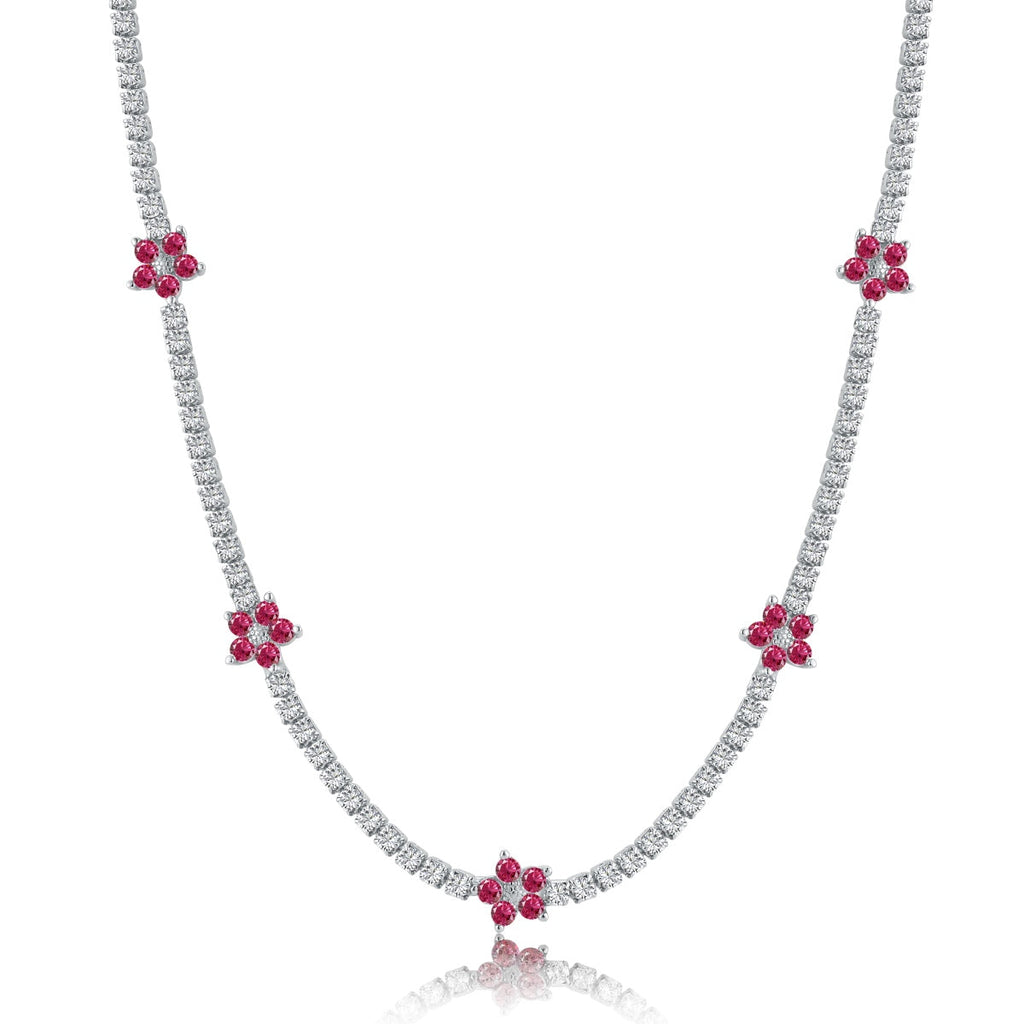 [Goodv]Luxurious Colorful Flower Tennis Necklace