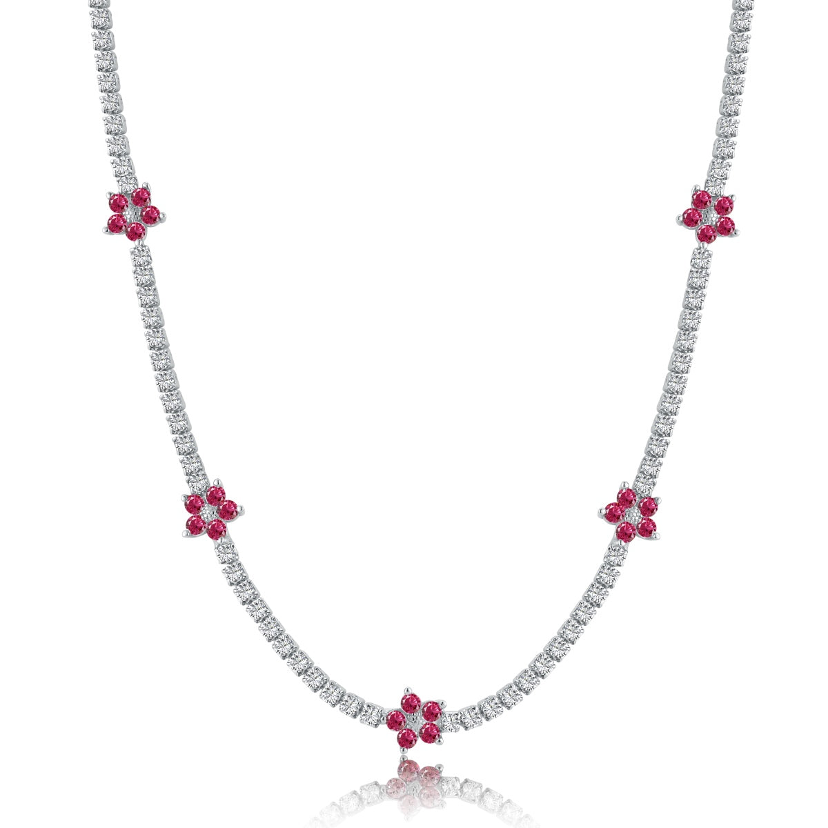 [Goodv]Luxurious Colorful Flower Tennis Necklace