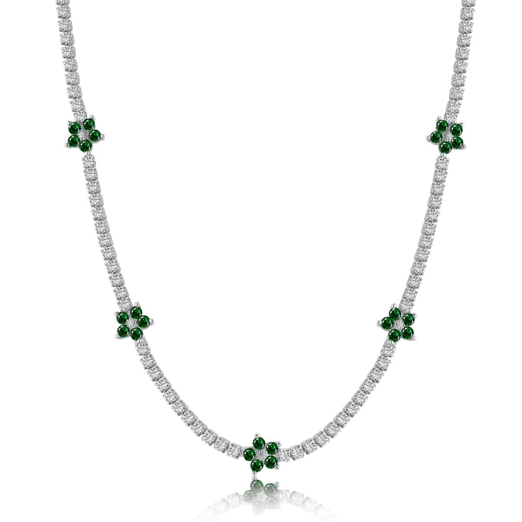 [Goodv]Luxurious Colorful Flower Tennis Necklace