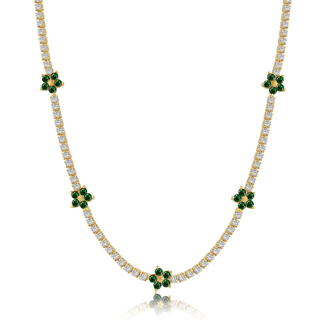 [Goodv]Luxurious Colorful Flower Tennis Necklace