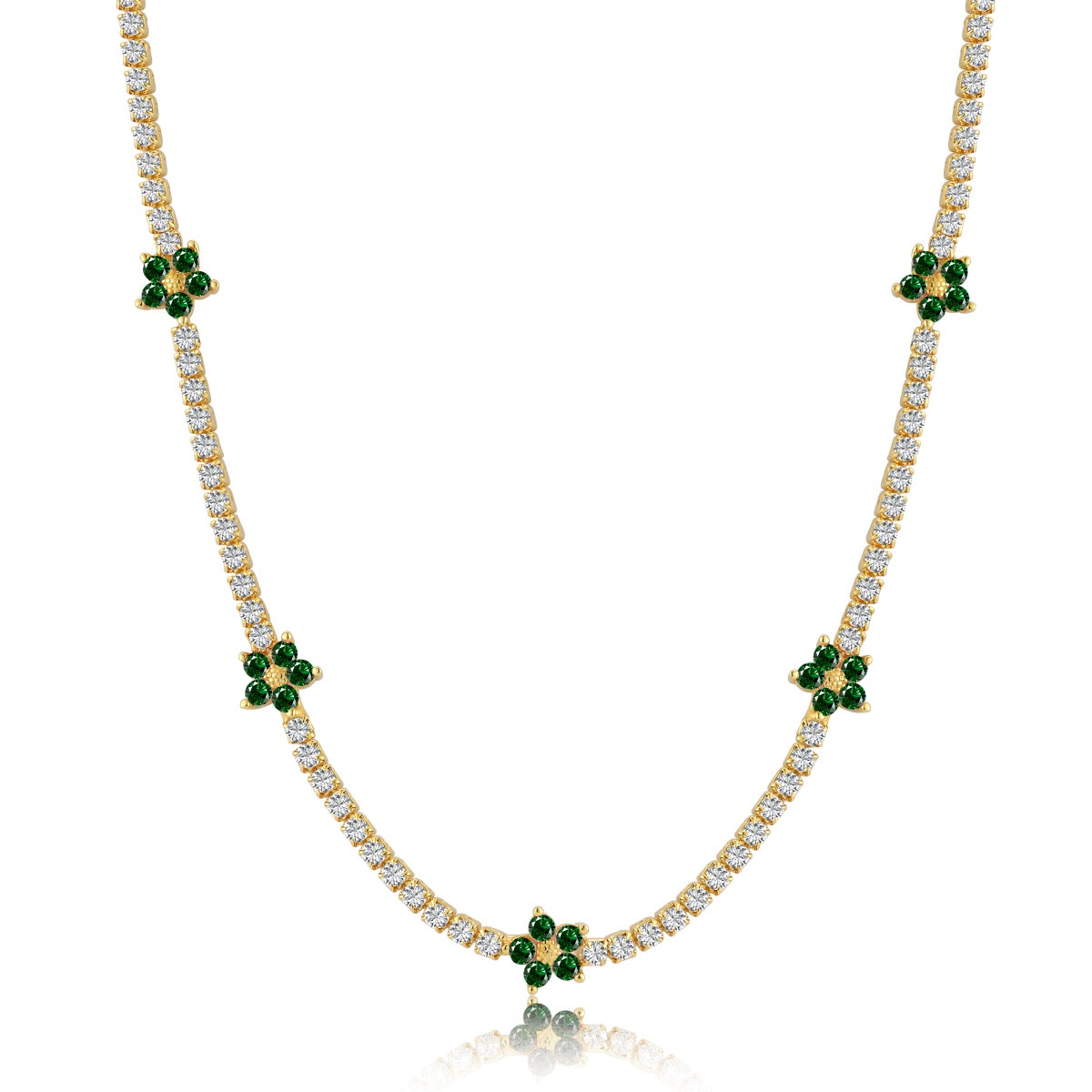 [Goodv]Luxurious Colorful Flower Tennis Necklace