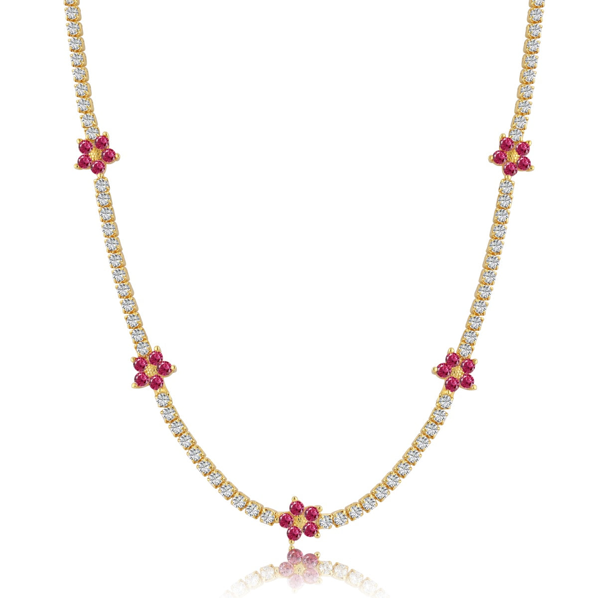 [Goodv]Luxurious Colorful Flower Tennis Necklace