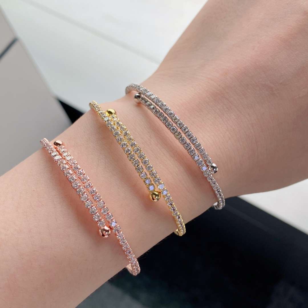 [Goodv]Bracelet tendance rond avec rangée de diamants