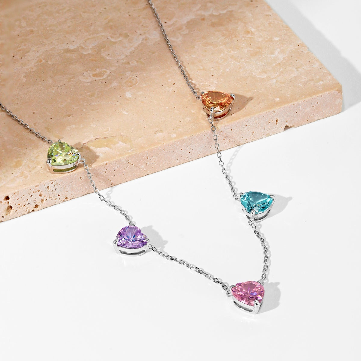 [Goodv]Sparkling Colorful Heart Cut Necklace