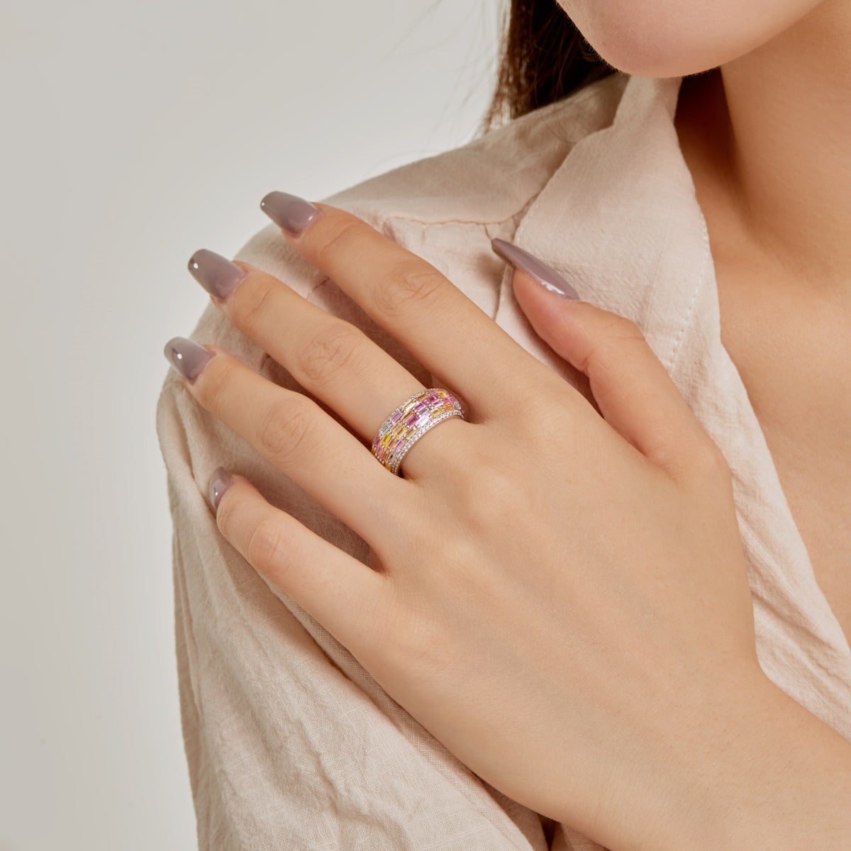 [Goodv]Radiant Colorful Radiant Cut Daily Ring