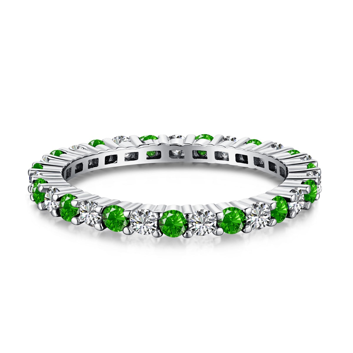 [Goodv]Exquisite Colorful Round Cut Tennis Ring