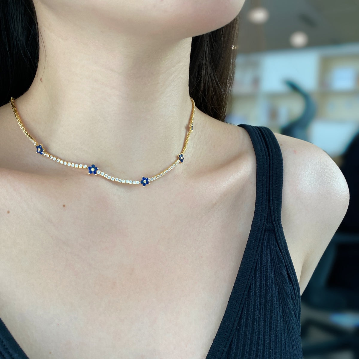 [Goodv]Luxurious Colorful Flower Tennis Necklace