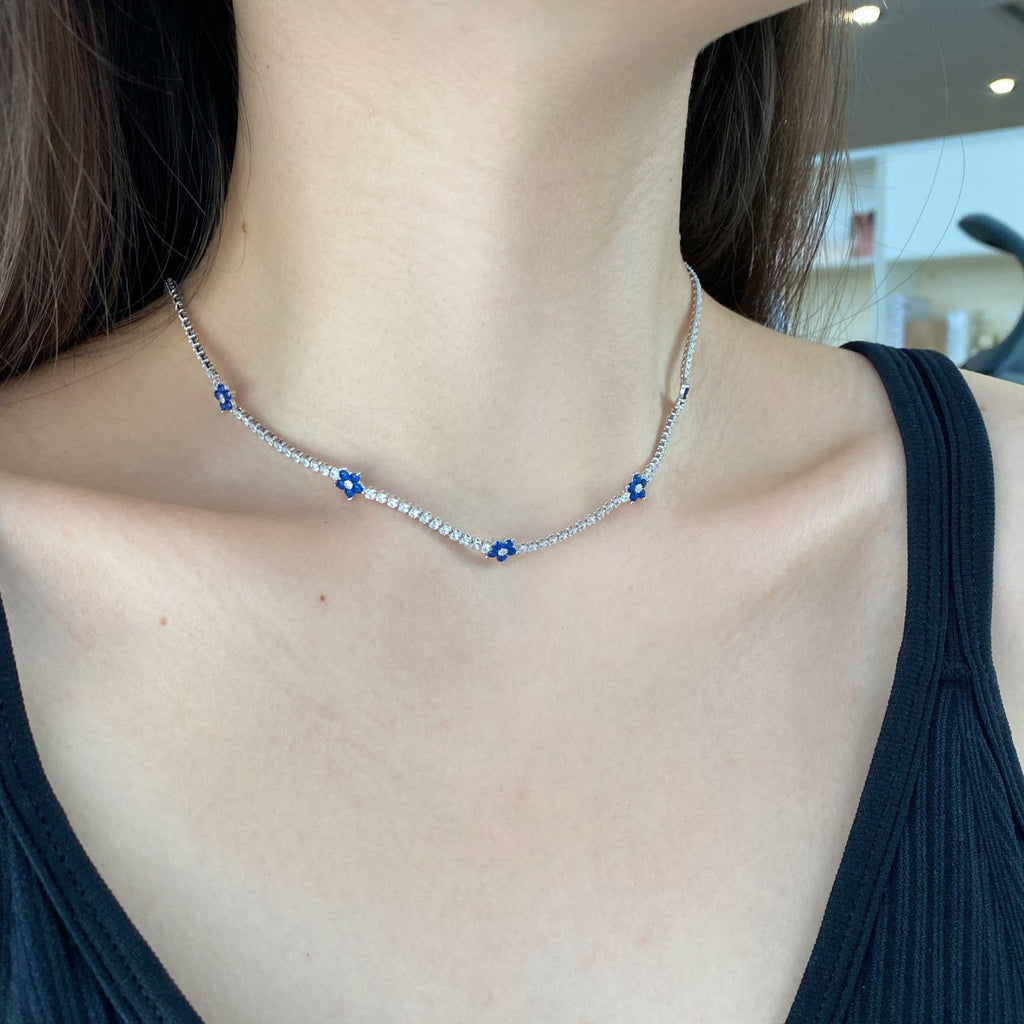 [Goodv]Luxurious Colorful Flower Tennis Necklace