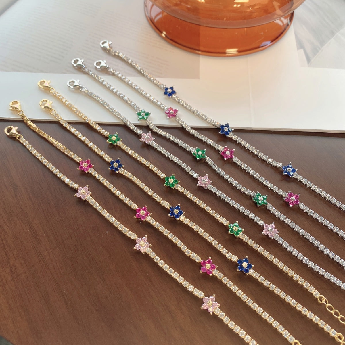 [Goodv] Bracelet de tennis en forme de fleur scintillante