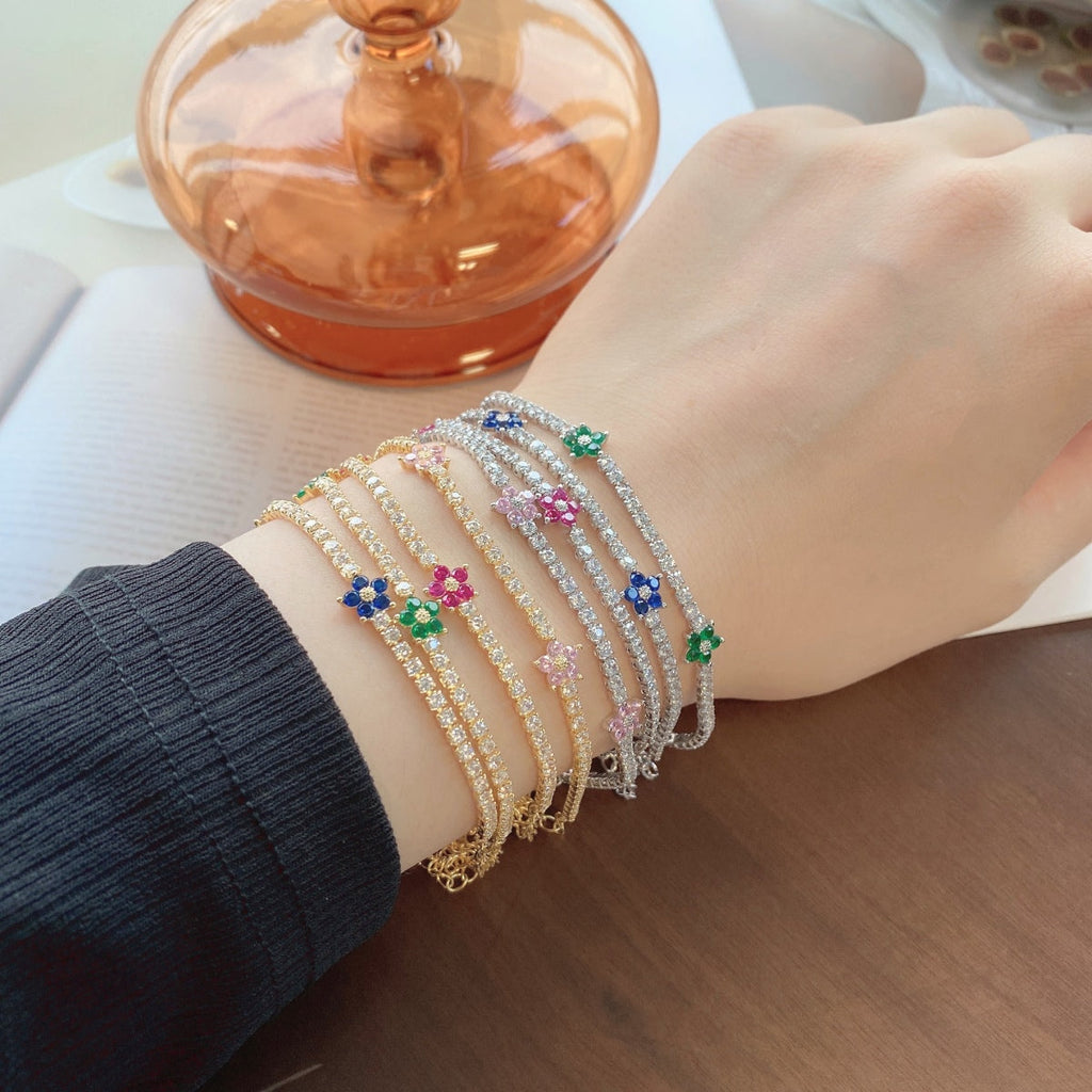 [Goodv] Bracelet de tennis en forme de fleur scintillante