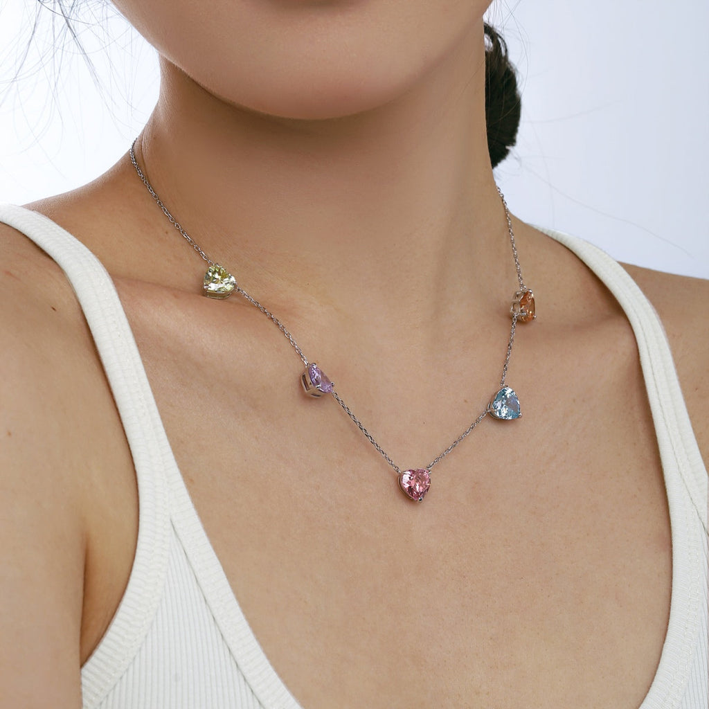 [Goodv]Sparkling Colorful Heart Cut Necklace