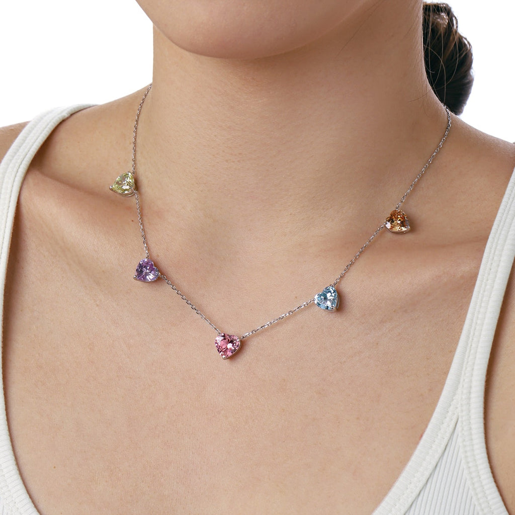 [Goodv]Sparkling Colorful Heart Cut Necklace