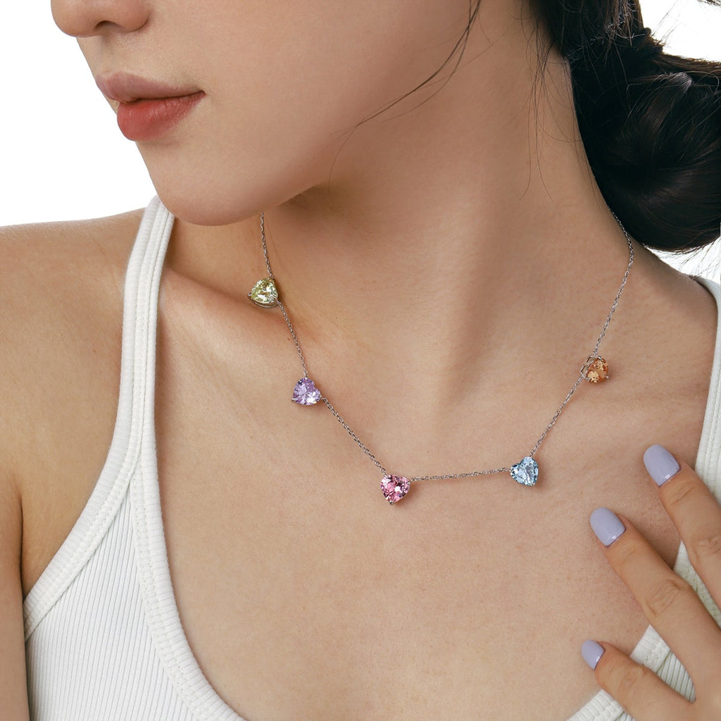 [Goodv]Sparkling Colorful Heart Cut Necklace