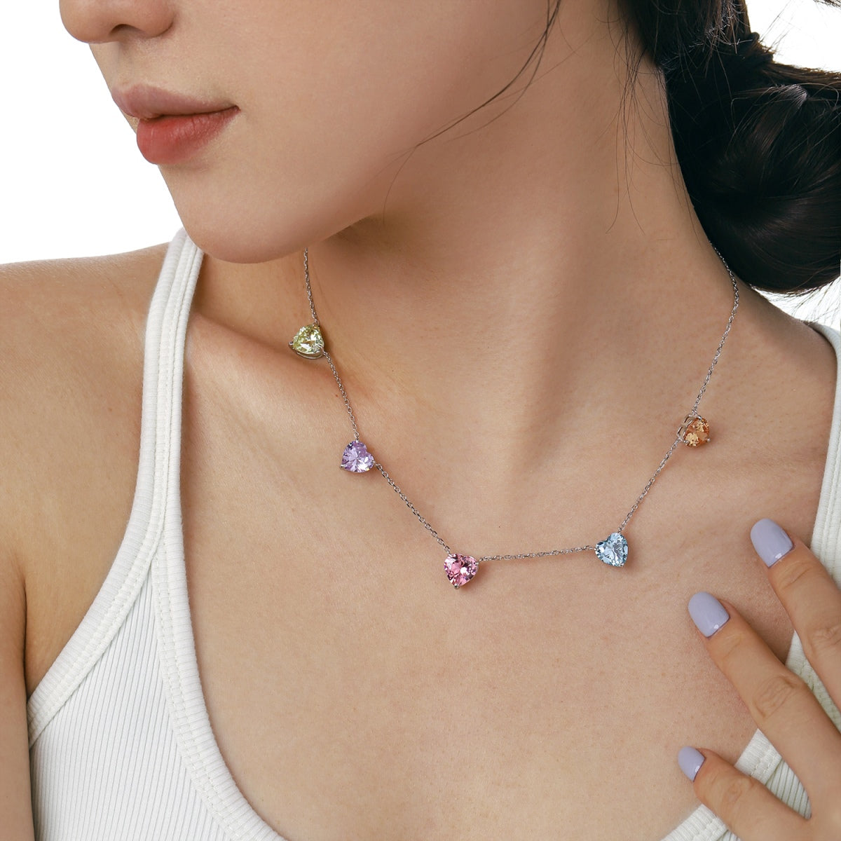 [Goodv]Sparkling Colorful Heart Cut Necklace