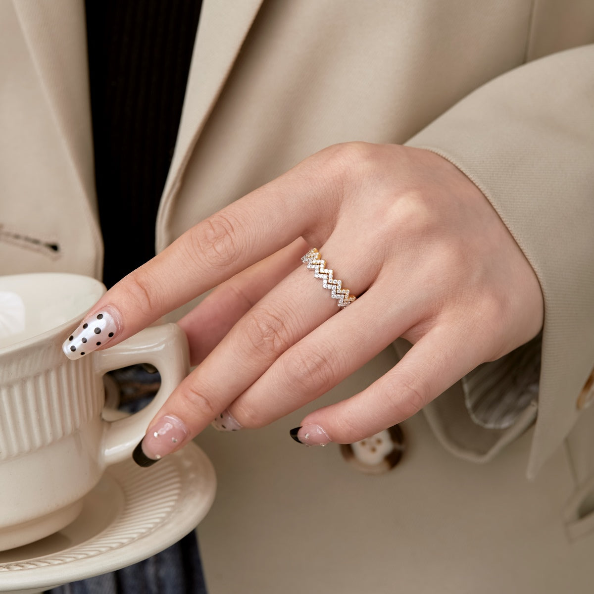 [Goodv] Bague quotidienne en forme de vague délicate et enchanteresse