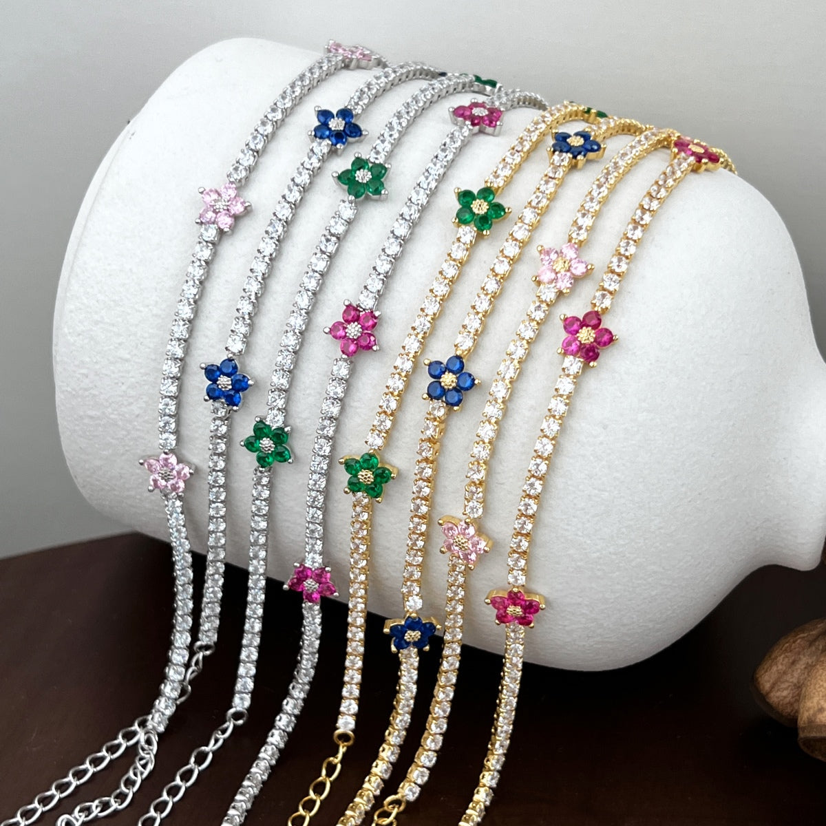 [Goodv] Bracelet de tennis en forme de fleur scintillante