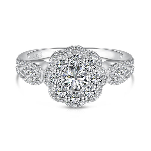 [Goodv]Delicate Colorful Round Cut Flower Shape Wedding Ring