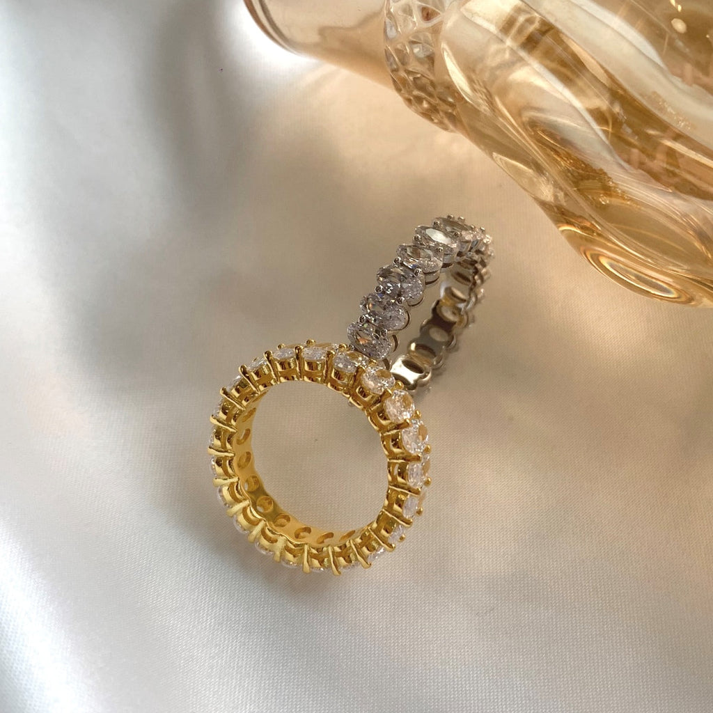 [Goodv]Ornate Oval Cut Tennis Ring