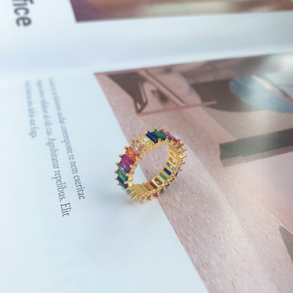 [Goodv]Unique Colorful Radiant Cut RIng