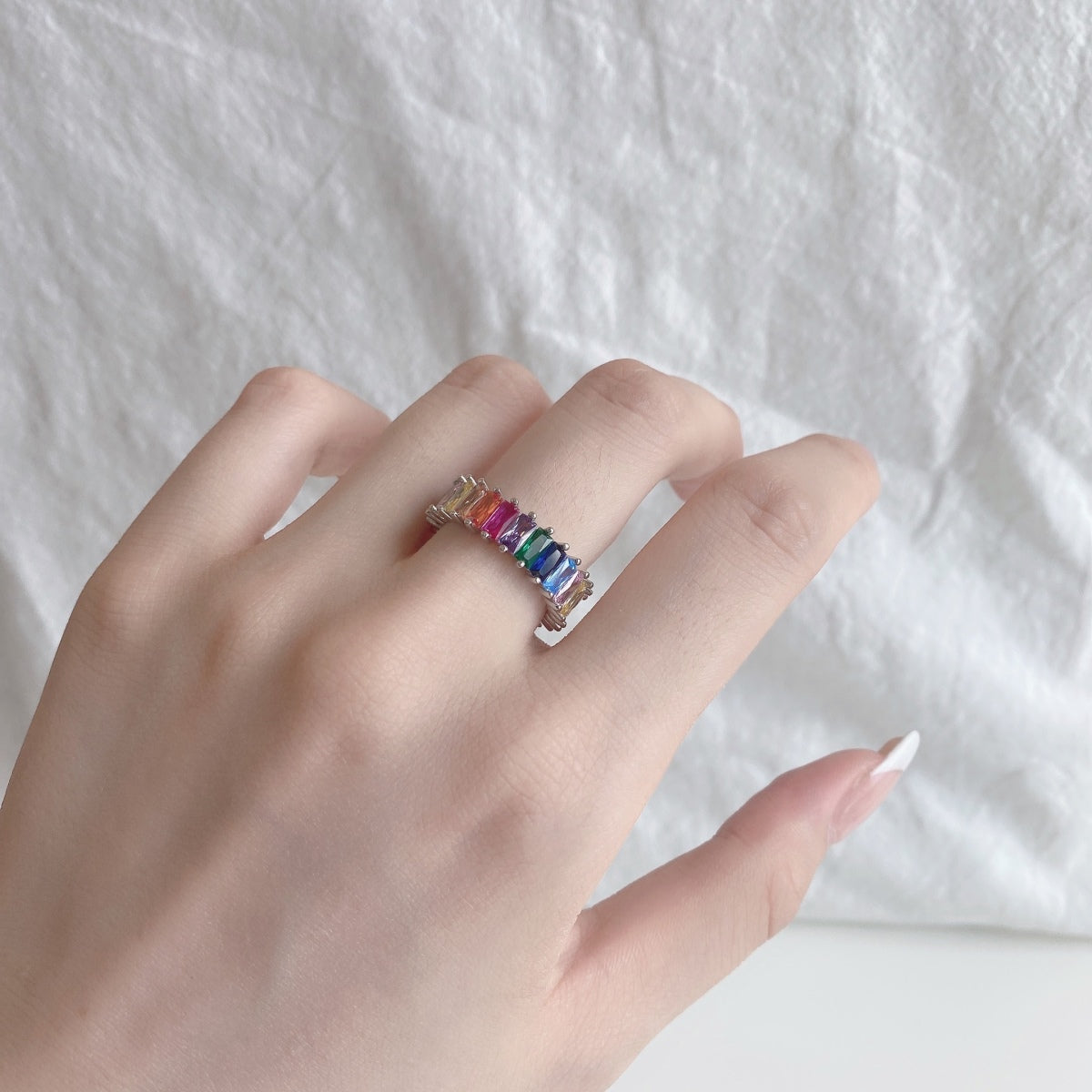 [Goodv]Unique Colorful Radiant Cut RIng
