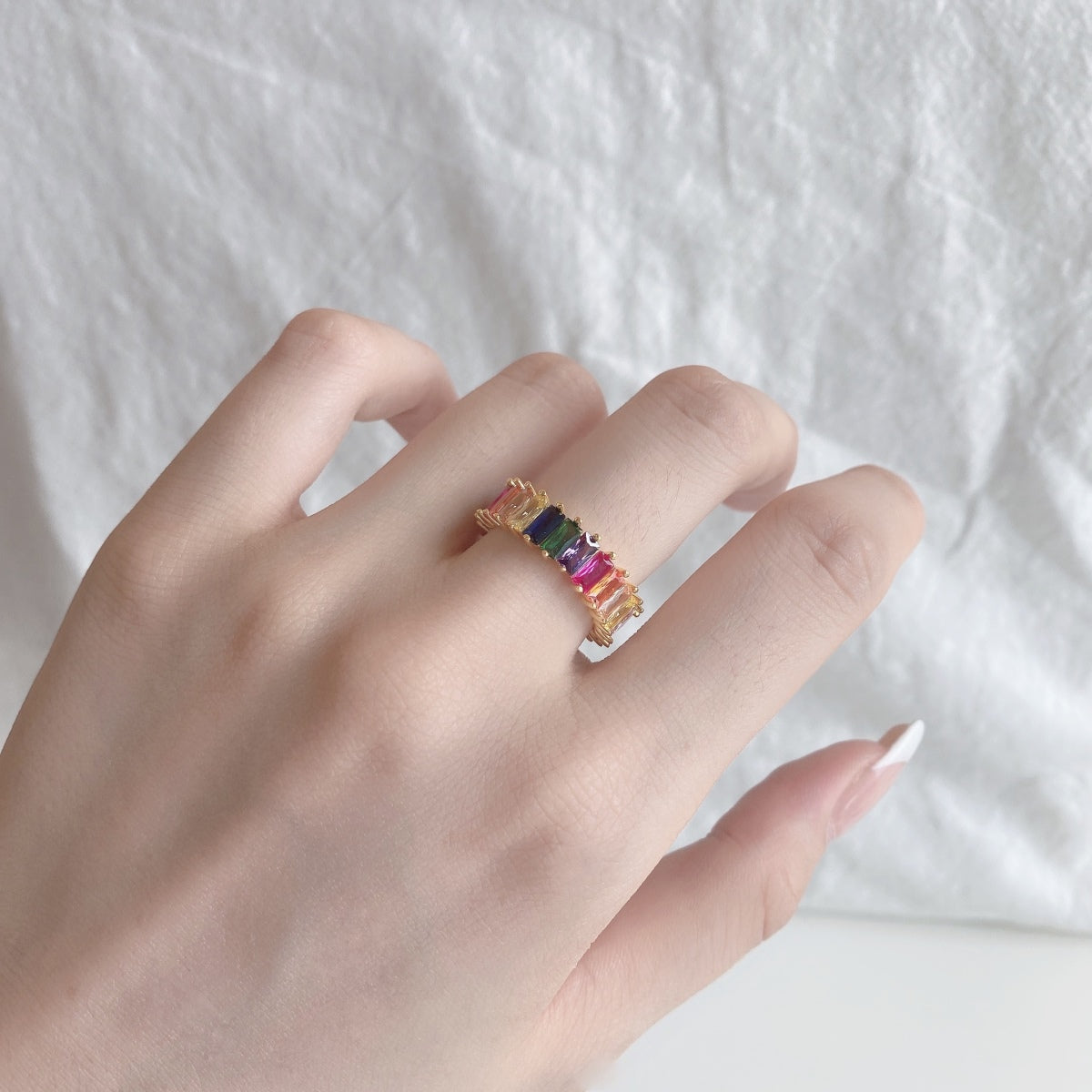 [Goodv]Unique Colorful Radiant Cut RIng