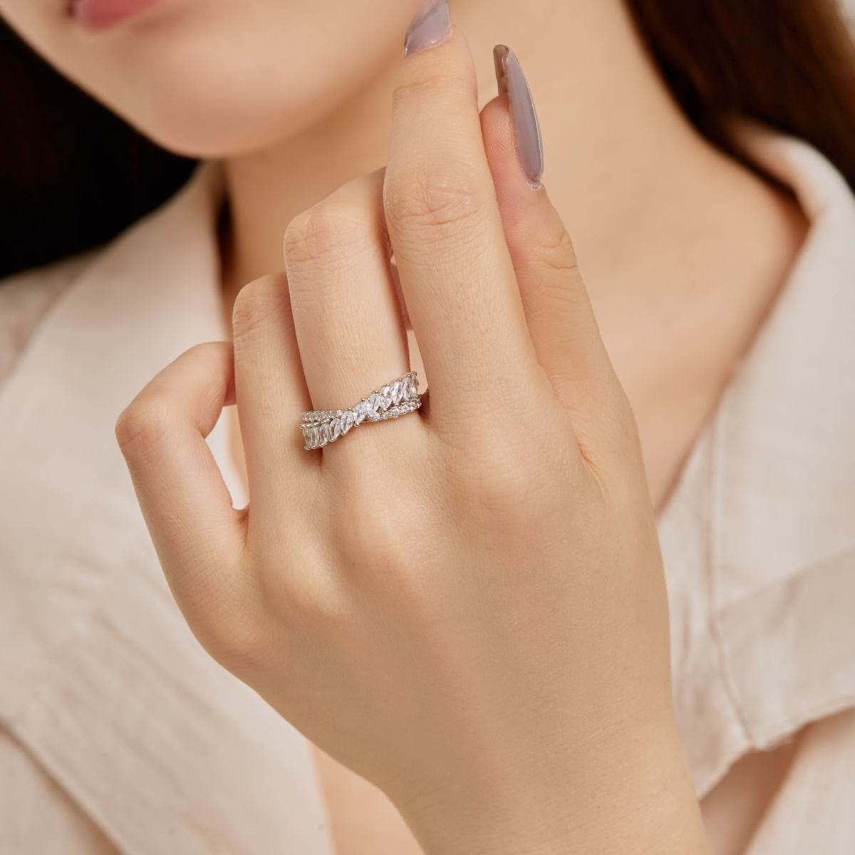 [Goodv] Bague quotidienne unique et colorée en forme de marquise