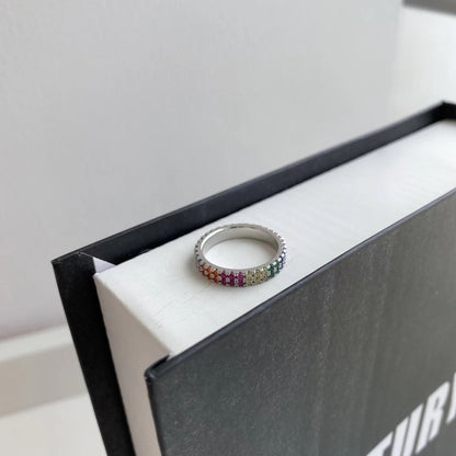 [Goodv]Unique Colorful Round Cut Tennis Ring