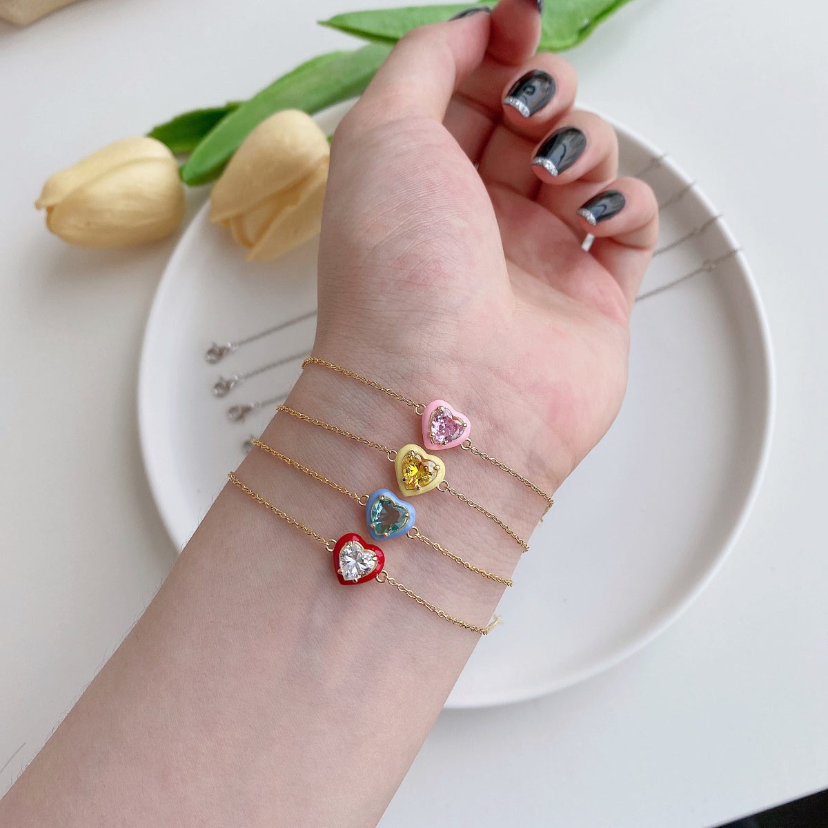 [Goodv]Bracelet d'amoureux romantique et étincelant en forme de cœur