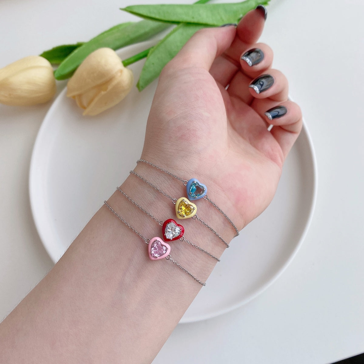 [Goodv]Bracelet d'amoureux romantique et étincelant en forme de cœur