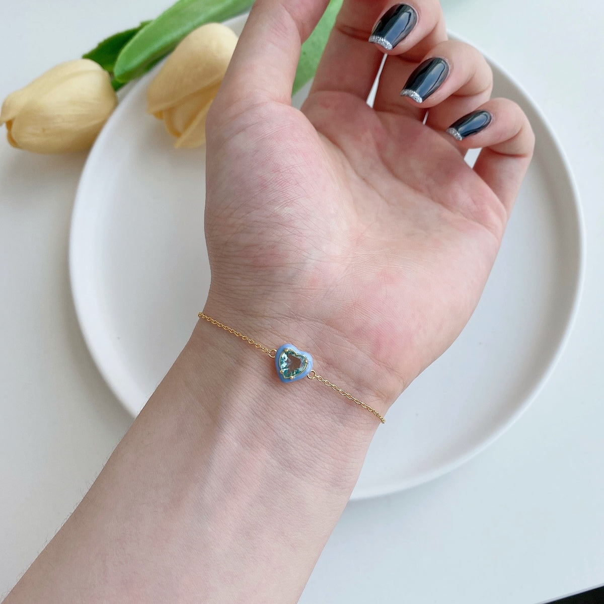 [Goodv]Bracelet d'amoureux romantique et étincelant en forme de cœur